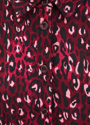 Укороченная рубашка блузка анималистический принт леопардовый с обьемными рукавами от zara7 фото