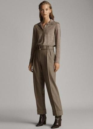 Шерстяные брюки с защипами xs  от massimo dutti2 фото