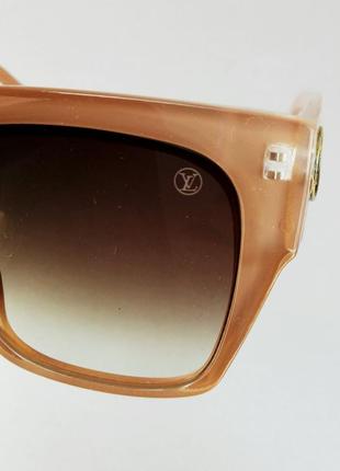 Louis vuitton очки большие женские солнцезащитные бежевые с градиентом8 фото