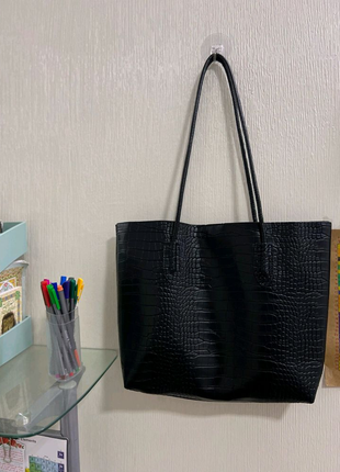 Чорна жіноча сумка + гаманець.3 фото