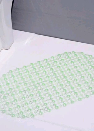 Килимок антиковзний для ванної прозорий на присосках зелену2 фото