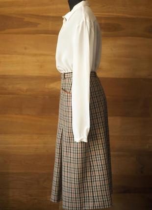 Бежевая шерстяная винтажная юбка в клетку миди женская daks, размер xl3 фото