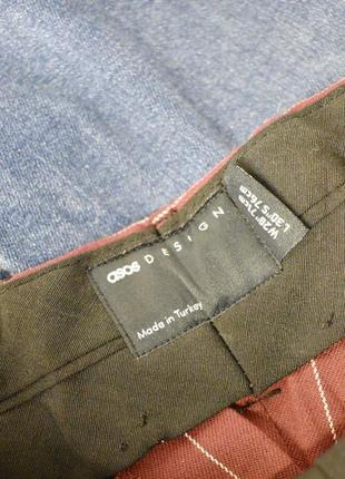 Бордові звужені до низу строгі брюки в смужку asos design7 фото