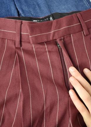 Бордовые зауженные к низу строгие брюки в полоску asos design8 фото