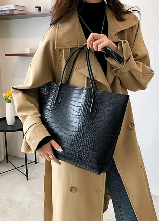Чорна жіноча сумка + гаманець1 фото