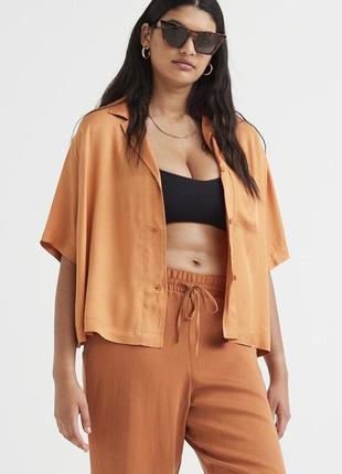 Новая вискозная атласная сатиновая рубашка h&m оверсайз свободного кроя 100% вискоза