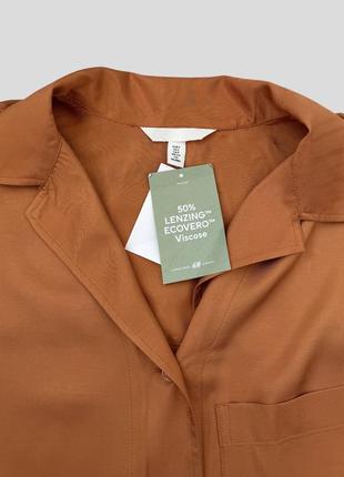 Новая вискозная атласная сатиновая рубашка h&m оверсайз свободного кроя 100% вискоза6 фото