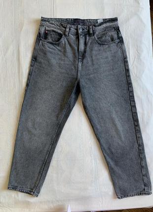 Трендовые Серые широкие джинсы -положные с высокой посадкой