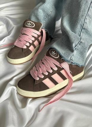 Adidas campus brown pink женские кроссовки адидас кампус замшевые