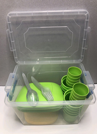 Набір посуду для пікніка на 10 персон (60 предметів) у контейнері2 фото