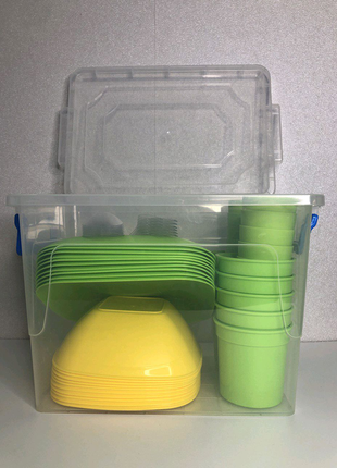 Набір посуду для пікніка на 10 персон (60 предметів) у контейнері4 фото