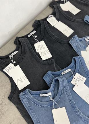 Шикарная трендовая вареная майка в рубчик от zara2 фото