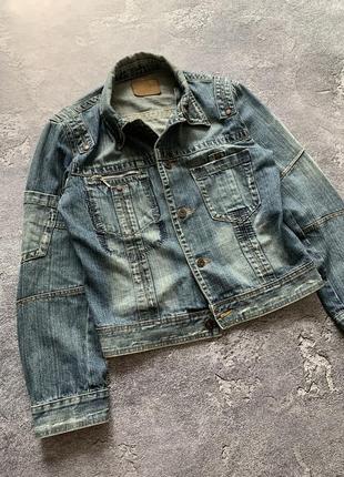 Archive avant garde detailed denim jacket streetwear y2k sk8 vintage archive punk gothic opium avant  merch affliction  new rock5 фото