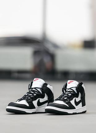 Nike sb dunk high panda black white чоловічі брендові кросівки демі чорно білі демисезонные кроссовки черно белые5 фото