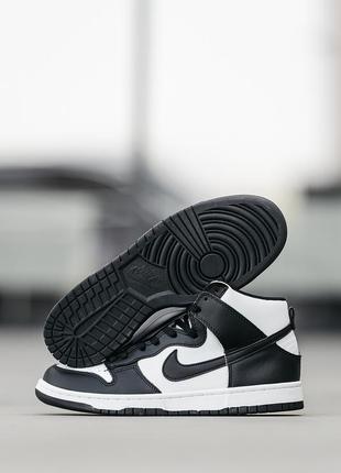 Nike sb dunk high panda black white чоловічі брендові кросівки демі чорно білі демисезонные кроссовки черно белые8 фото