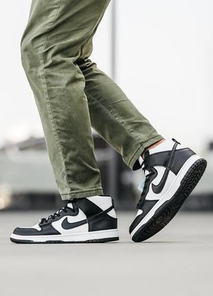 Nike sb dunk high panda black white чоловічі брендові кросівки демі чорно білі демисезонные кроссовки черно белые2 фото