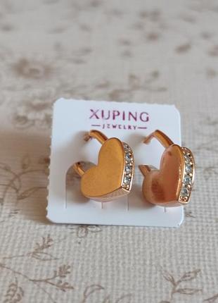 Серьги из медицинского золота 18 мм, сережки xuping