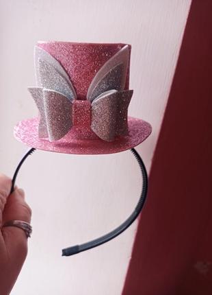 Обруч шляпка розовый