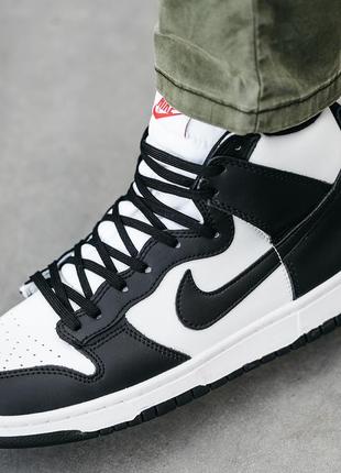 Nike sb dunk high panda black white брендові кросівки унісекс демі чорно білі демисезонные кроссовки черно белые мужские женские4 фото