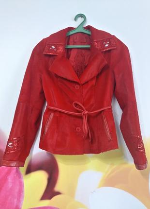 Женская кожаная курточка с мехом via veneto1 фото