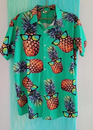 Чоловічий одяг/ гавайська сорочка з принтом ананаси 🩵 48/50/l розмір1 фото