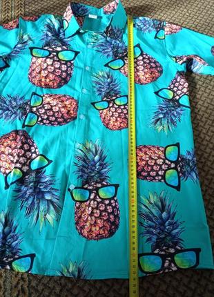 Мужская одежда/ гавайская рубашка с принтом ананасы 🩵 48/50/l размер5 фото
