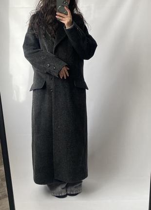 Пальто графітове пальто максі довге пальто оверсайз пальто вовняне шерстяне з чоловічого плеча