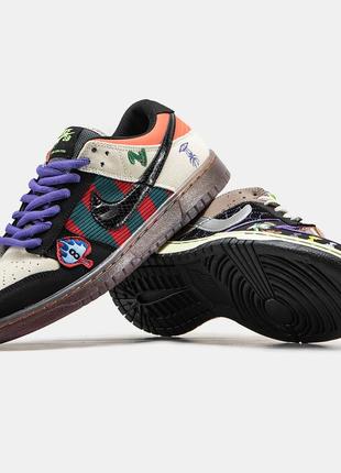 Nike sb dunk low x halloween custom брендові кросівки демі з хоррор нашивками ексклюзив лімітовані кроссовки демисезонные с нашивками3 фото