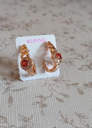 Серьги из медицинского золота 20*15  мм, сережки xuping