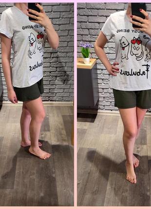 Женская пижама футболка и шорты