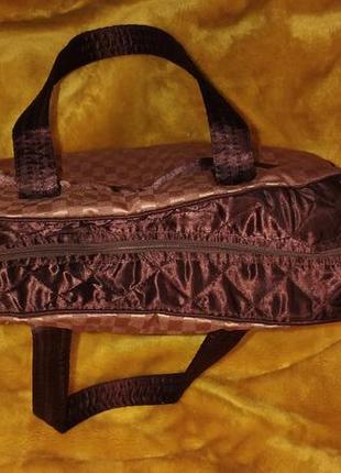 Сумка коричневая с бантом тканевая сумочка коричнева середня3 фото