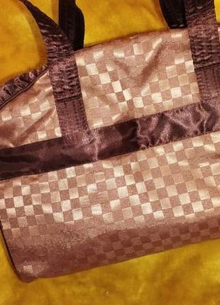 Сумка коричневая с бантом тканевая сумочка коричнева середня2 фото
