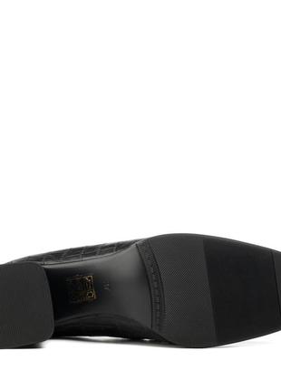 Туфли-лоферы женчкие черные фактурные кожаные 2374т7 фото