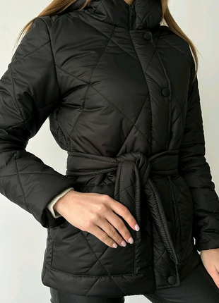 Весняна стьобана курточка на блискавці з капюшоном, , жіноча демі6 фото
