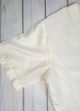 💥1+1=3 фирменная кремовая блуза с разрезами натуральный шелк, размер 48 - 508 фото