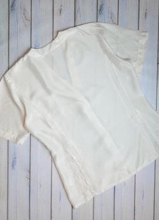 💥1+1=3 фирменная кремовая блуза с разрезами натуральный шелк, размер 48 - 504 фото