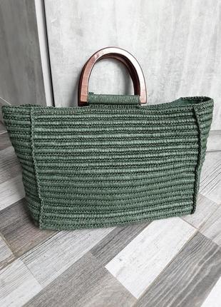 Классная плетеная сумка с деревянными ручками.1 фото