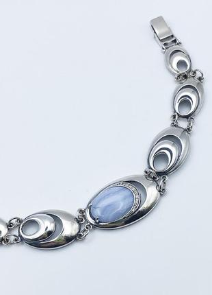 Браслет срібний з сапфіріном та кубічним цирконієм "леля" 21 см 23,06 г