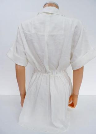 Белое платье рубашка из натуральной ткани лиоцелл от zara7 фото