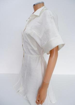 Белое платье рубашка из натуральной ткани лиоцелл от zara8 фото