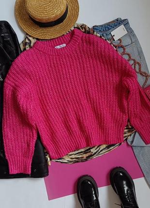 🐝 яркий малиновый свитер primark 12/142 фото