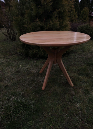 Стіл круглий кухонний із масива дерева5 фото