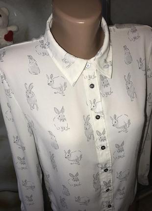 ❤️гарнюня шифонова блуза в зайчики н&м розмір 38❤️4 фото
