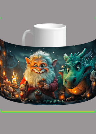 Кухоль,чашка новий рік,санта клаус,зелений дракон новорічна1 фото