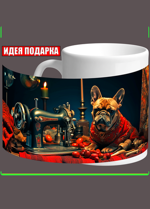 Кухоль із собакою, дещенок французький бульдог, дизайн одягу,моде