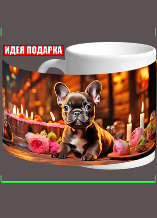 Кружка с собакой,щенок,французский бульдог праздник,день рождения1 фото