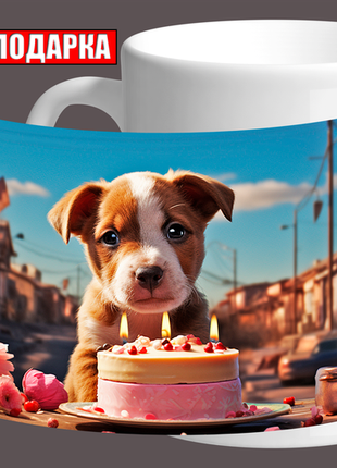 Кружка с собакой,щенок,питбуль праздник,день рождения4 фото