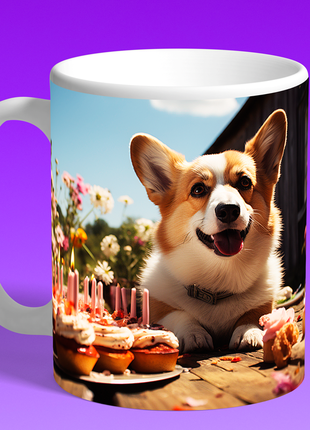 Кружка з собакою щеня корги,свято,день народження чашка2 фото