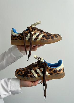 Розкішні жіночі кросівки adidas samba pony x wales bonner leopard леопардові4 фото