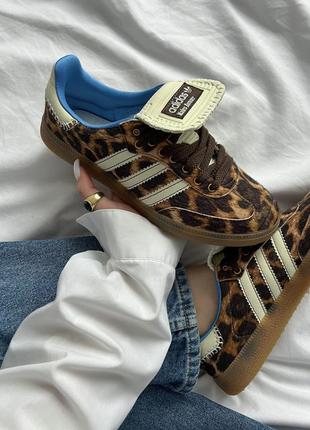 Шикарные женские кроссовки adidas samba pony x wales bonner leopard леопардовые9 фото